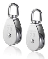 ZAMXHUG Pulley - 2 pcs Swivel Pulley, Shells Pulley Roller for Ropes, M20 Pulley Pulley, Block Cable Pulley, Stainless Steel Block Pulley, 20 mm Load Capacity 80 kg